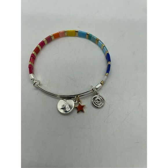 Love This Life Two-Tone Multicolor "Shine" Star Bangle Bracelet Gift Idea Pride - Picture 2 of 7